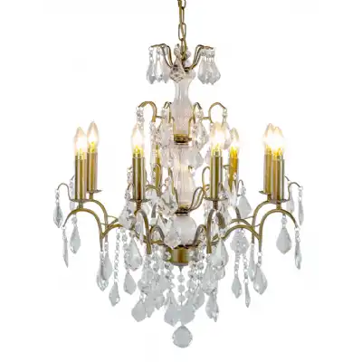 Gold 8 Branch Glass Chandelier