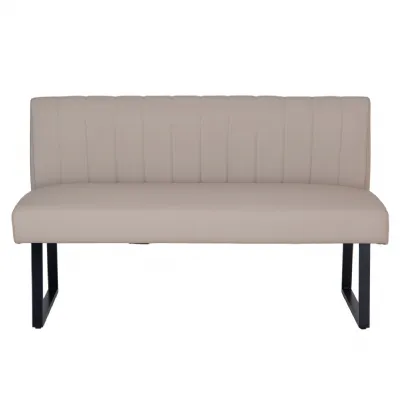Taupe Leather Effect Corner Dining Bench with Cushioned Seat