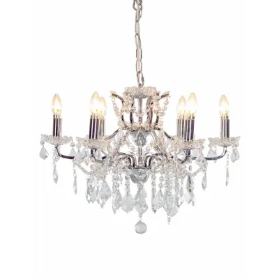 Chrome 6 Branch Shallow Crystal Chandelier