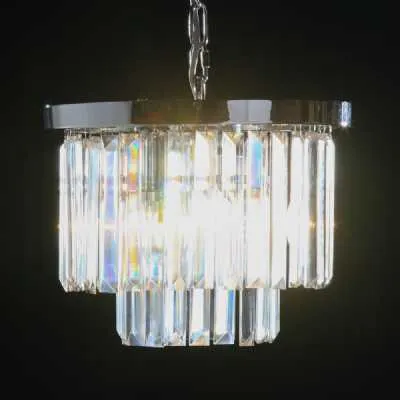 Chrome Prism Drop Small Round Cascade Chandelier