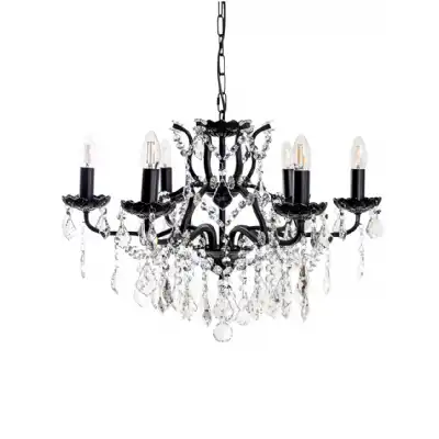 Matt Black 6 Branch Shallow Chandelier
