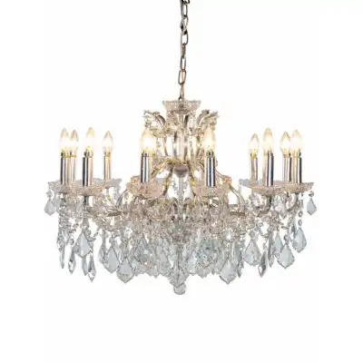 Silver Leaf Large 12 Branch Chandelier