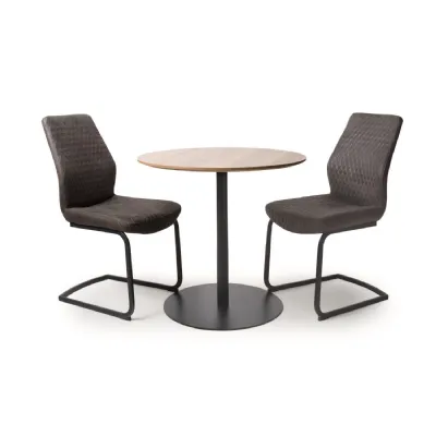 Grey Faux Leather Diamond Stitched Cantilever Dining Chair