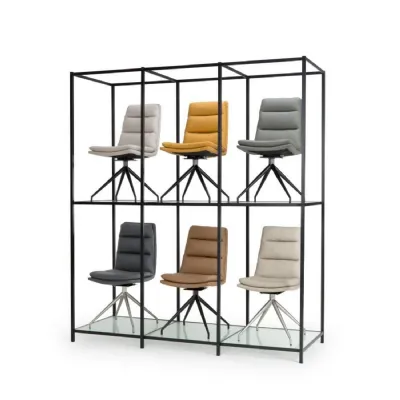 Black Metal and Glass Chair Display Shelving Unit