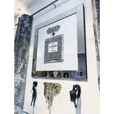 Chanel Diamond Perfume Bottle Wall Art Mirror Frame
