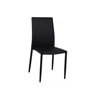 Black PU Leather Stackable Dining Chairs