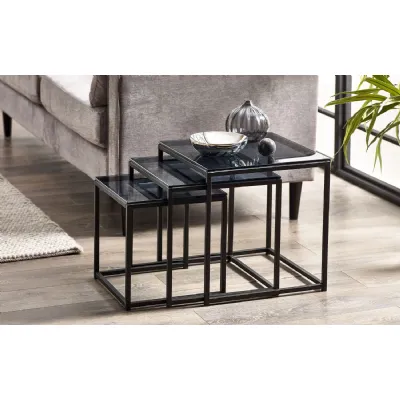 Chicago Nest Of 3 Tables Smoked Glass