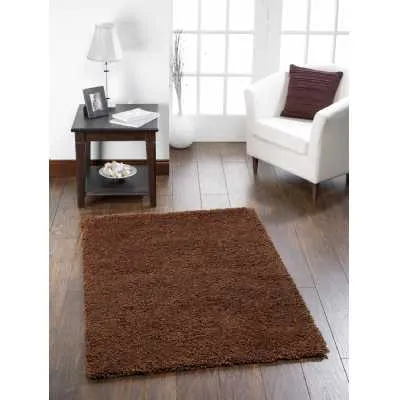Origins Chicago Chocolate Shaggy Plain Rug Hand Tufted 160x230cm