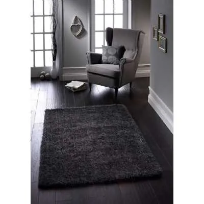 Origins Chicago Modern Hand Tufted Dark Grey Shaggy Plain Polyester Rug 160x230cm