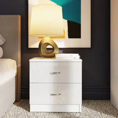 Chilton 2 Drawer Bedside Cabinet White Gloss Front