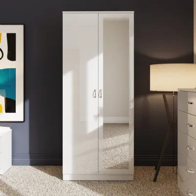 Chilton 2 Door Wardrobe With Mirror White Gloss Front