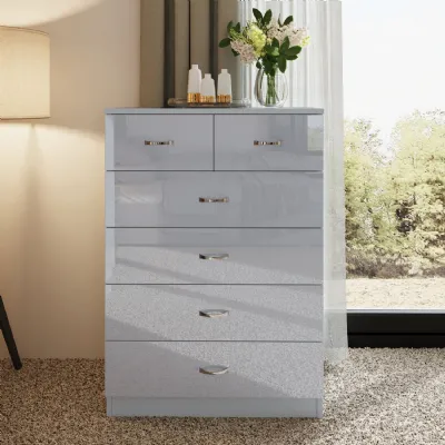 Chilton 6 Drawer Chest Of Drawers Grey Gloss Front
