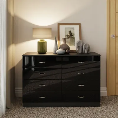 Chilton 8 Drawer Chest Of Drawers Black Gloss Front