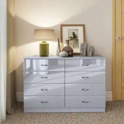 Chilton 8 Drawer Chest Of Drawers Grey Gloss Front