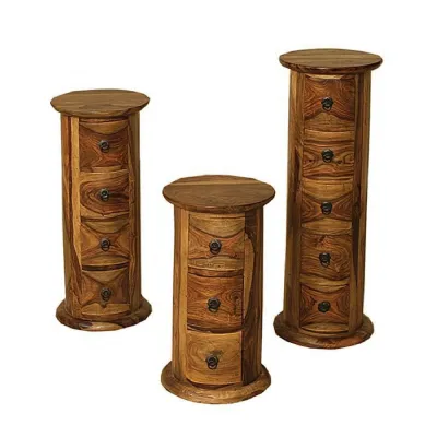 Traditional Sheesham Wood 4 Drawer Round Bedroom Chest