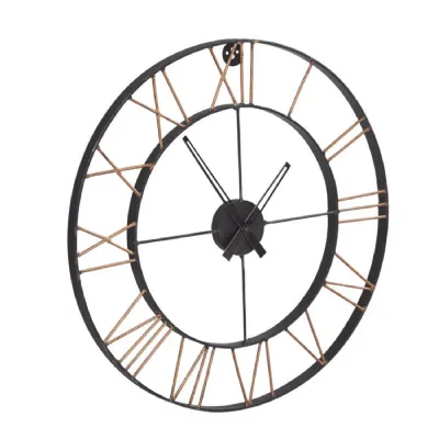 Brown Metal Large Analog Wall Clock Industrial Style