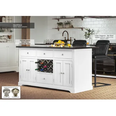 White Kitchen Island With Black Granite Worktop