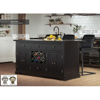 Black Kitchen Island With Black Granite Worktop