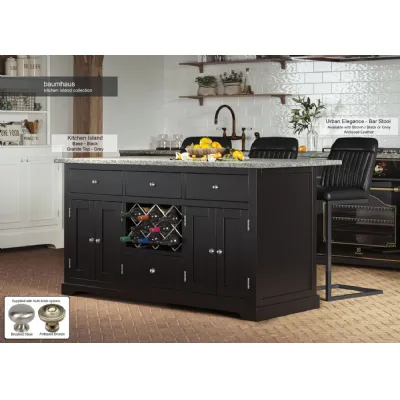 Black Kitchen Island With Grey Granite Worktop