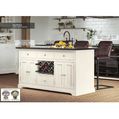 Cream Kitchen Island With Black Granite Worktop