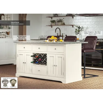 Cream Kitchen Island With Grey Granite Worktop