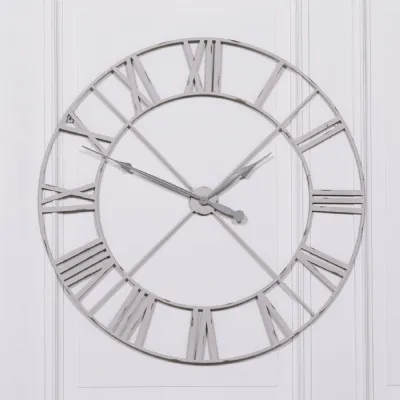 Pale Grey Vintage Metal Wall Clock