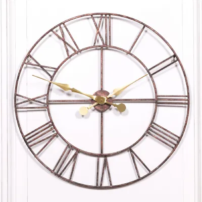 Rustic Metal Wall Clock with Gold Hands