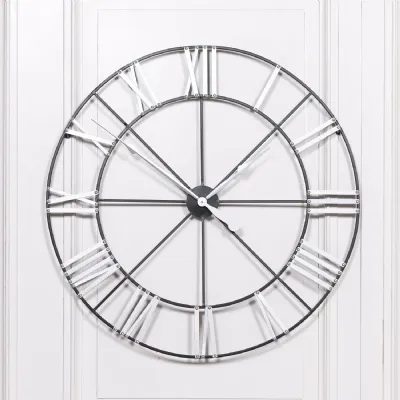 Large 102cm Metal Wall Clock with Silver Numerals