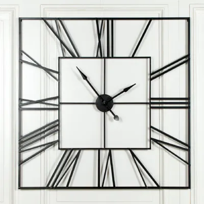 Extra Large 120cm Black Square Metal Wall Clock
