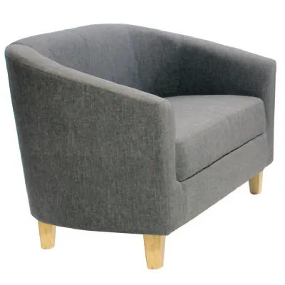 Grey Fabric 2 Seat Tub Sofa
