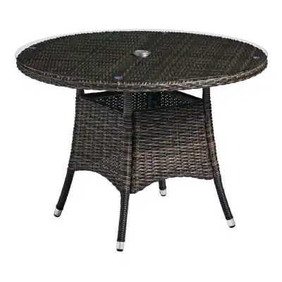 Cloe Brown Weave Rattan Dining Table