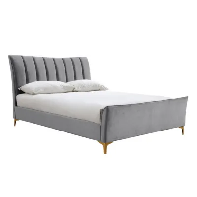 120cm Clover Fabric Bed Grey Velvet