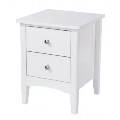 White Wooden 2 Drawer Bedside Cabinet