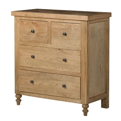 Traditional Style Oak Four Drawer Chest Parquet Tiled Top