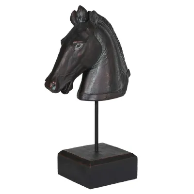 Black Horse Head On Stand Ornament