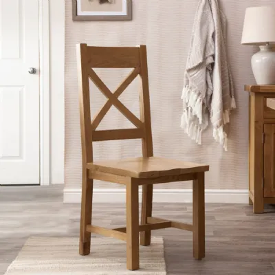 Solid Oak Cross Back Dining Chair