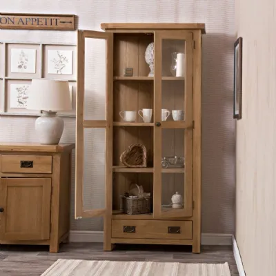 Oak 2 Door Glazed Display Cabinet