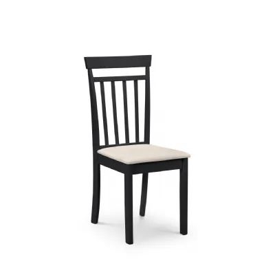 Black High Back Dining Chair with Beige Upholstered Seat