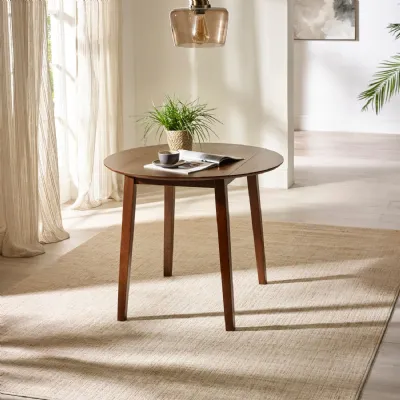 Coast Walnut 55 90cm Drop Leaf Extending Round Dining Table