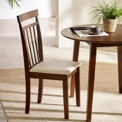 Coast Set Of 2 Walnut Slat Back Wooden Dining Chairs