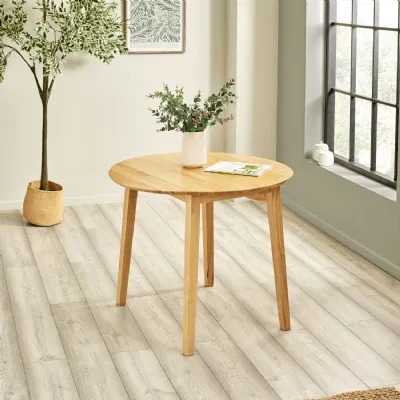 Coast Natural Oak 55 90cm Drop Leaf Extending Round Dining Table