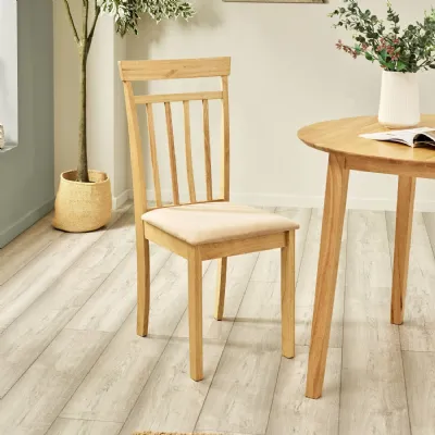 Coast Set Of 2 Natural Oak Slat Back Dining Chairs
