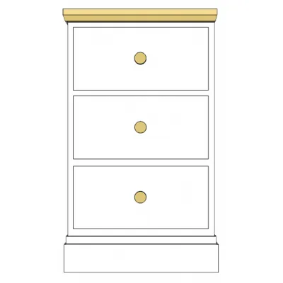 Painted and Solid Oak Top 3 Drawer Narrow Bedside Table