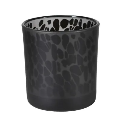 Small Black Animal Print Candle Holder