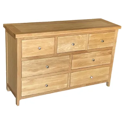 Oak Lacquered Finish 3 Over 4 Chest of Drawers
