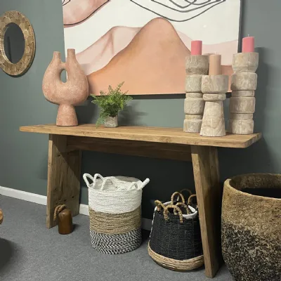 Natural Wood Console Table with Rustic Slab Design