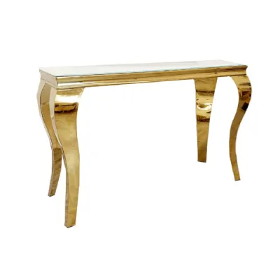 Louis Gold Console Table 140cm White Glass