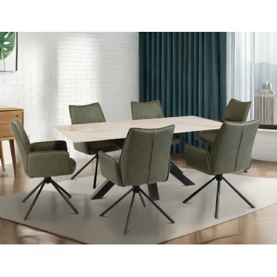 Kass Gold Sintered Stone Top Dining Table Cross Legs 1.8m