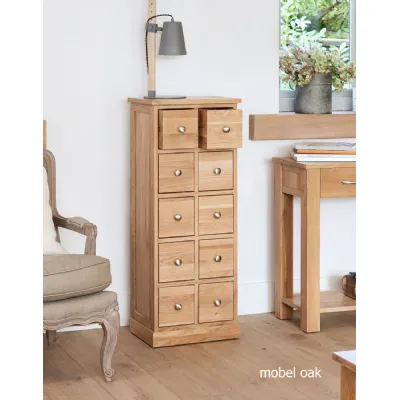 Mobel Oak Multi Drawer DVD CD Storage Chest