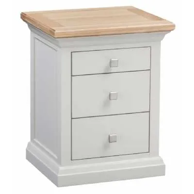 Cotswold 3 Drawer Bedside Chest Grey Painted With Light Oak Top
